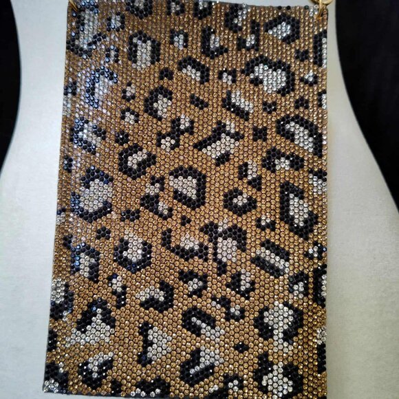 PU leather leopard print, sparkle phone case/sleeve with 50" strap - NWOT - Picture 4 of 14